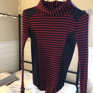 Free People navy and red turtleneck sweater